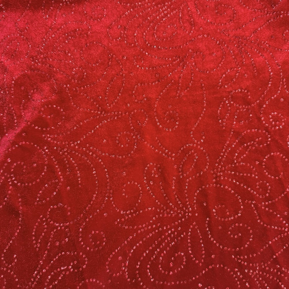 Vintage Red Velvet Long Sleeve Scoop Neck Top Glitter Swirls Women's Size Lg - Picture 4 of 8
